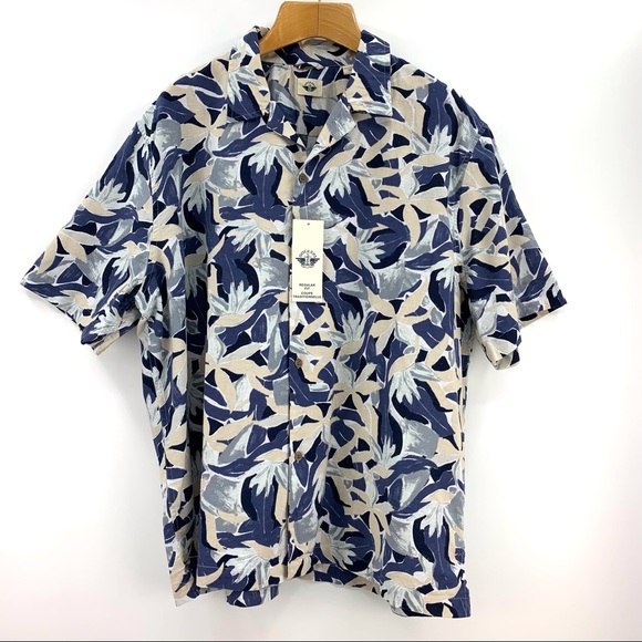 Dockers NWT Floral Patterned Short Sleeve Button Front Cotten & Linen Shirt, XL - Picture 6 of 14